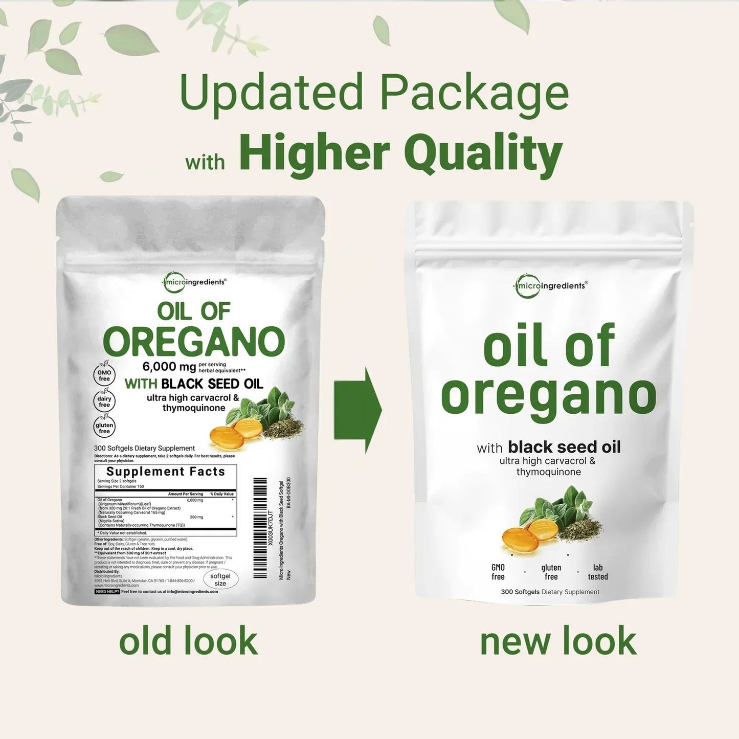 Oregano Oil with Black Seed Oil  Powerful Immune Support| Non-GMO, 3rd-Party Tested