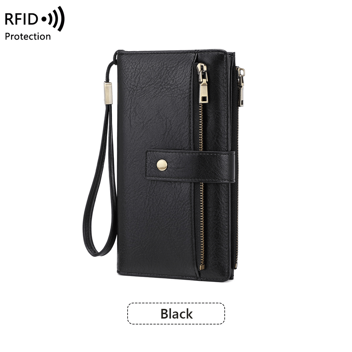 👛Women's long wallet, stylish clutch, elegant solid color RFID blocking leather wallet