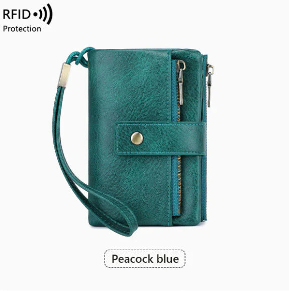 👛Women's long wallet, stylish clutch, elegant solid color RFID blocking leather wallet
