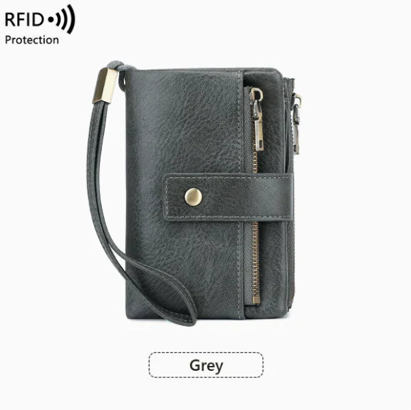 👛Women's long wallet, stylish clutch, elegant solid color RFID blocking leather wallet