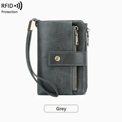 👛Women's long wallet, stylish clutch, elegant solid color RFID blocking leather wallet