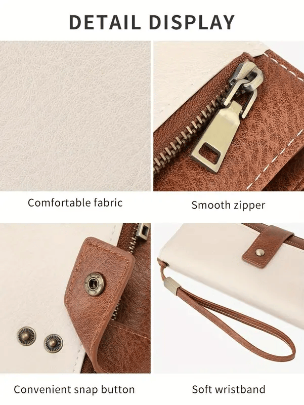👛Women's long wallet, stylish clutch, elegant solid color RFID blocking leather wallet